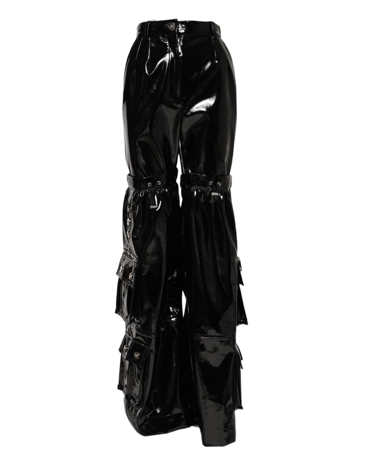 Dolce &amp; Gabbana – Schwarze Cargo-Bootcut-Hose mit hoher Taille 