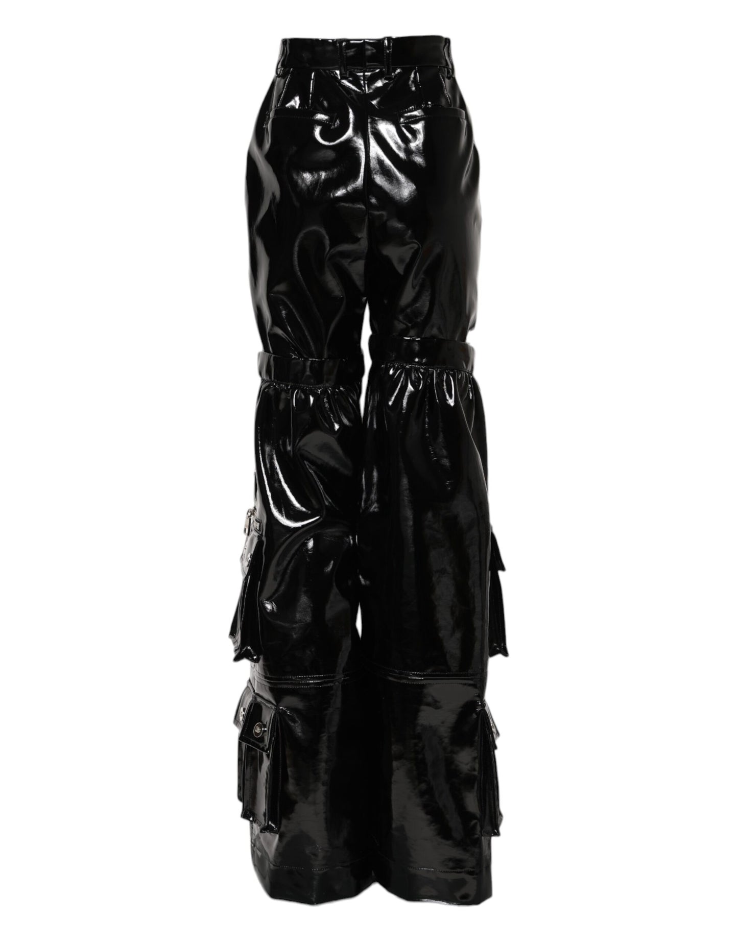 Dolce &amp; Gabbana – Schwarze Cargo-Bootcut-Hose mit hoher Taille 