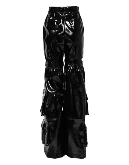 Dolce &amp; Gabbana – Schwarze Cargo-Bootcut-Hose mit hoher Taille 