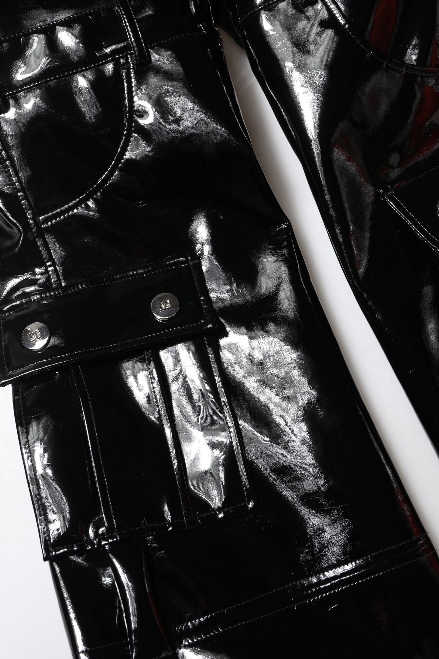 Dolce &amp; Gabbana – Schwarze Cargo-Bootcut-Hose mit hoher Taille