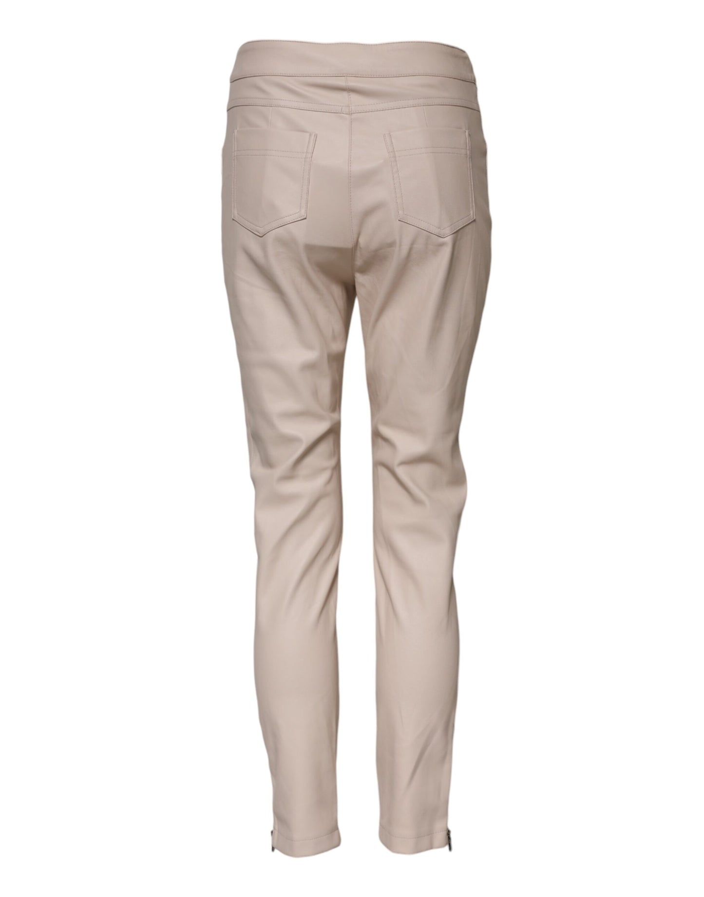 Elisabetta Franchi – Beige, hoch taillierte, schmal zulaufende Hose 