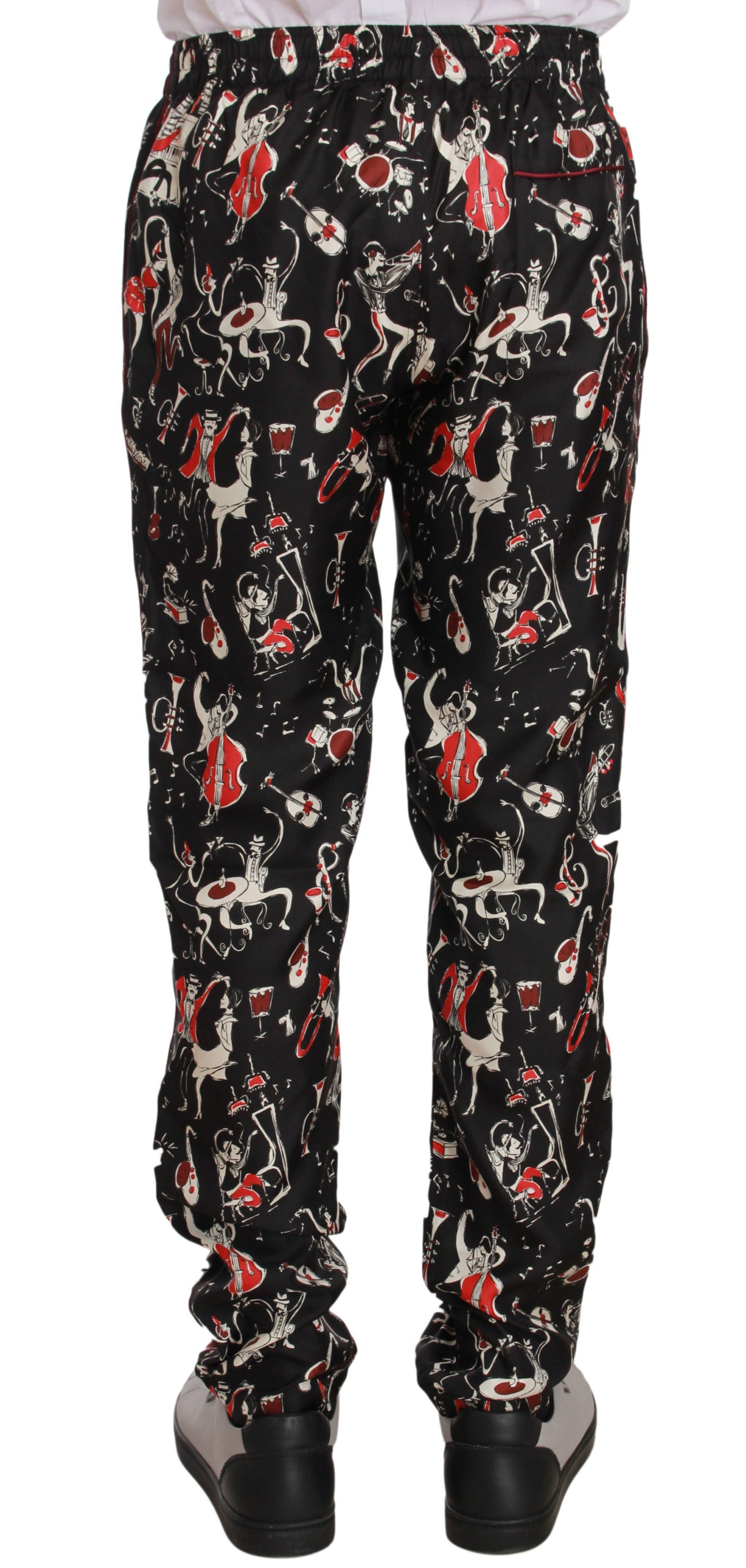 Rote Nachtwäschehose mit Musikinstrumenten-Print von Dolce &amp; Gabbana