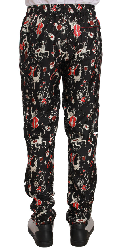 Rote Nachtwäschehose mit Musikinstrumenten-Print von Dolce &amp; Gabbana