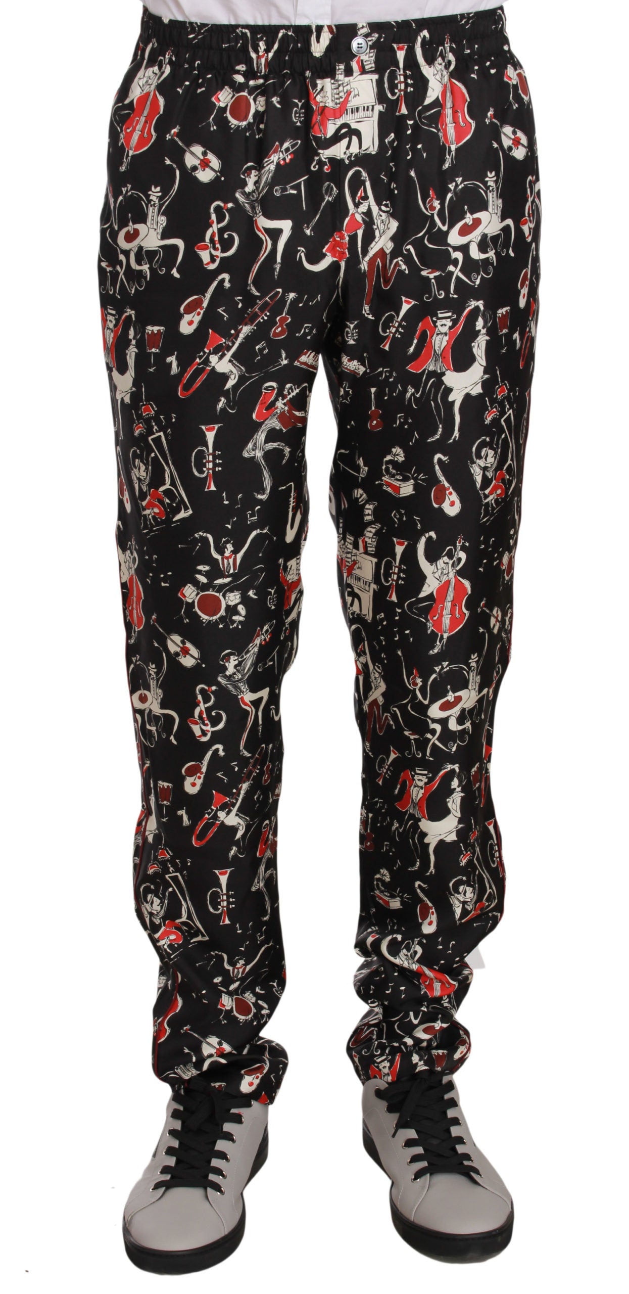 Rote Nachtwäschehose mit Musikinstrumenten-Print von Dolce &amp; Gabbana