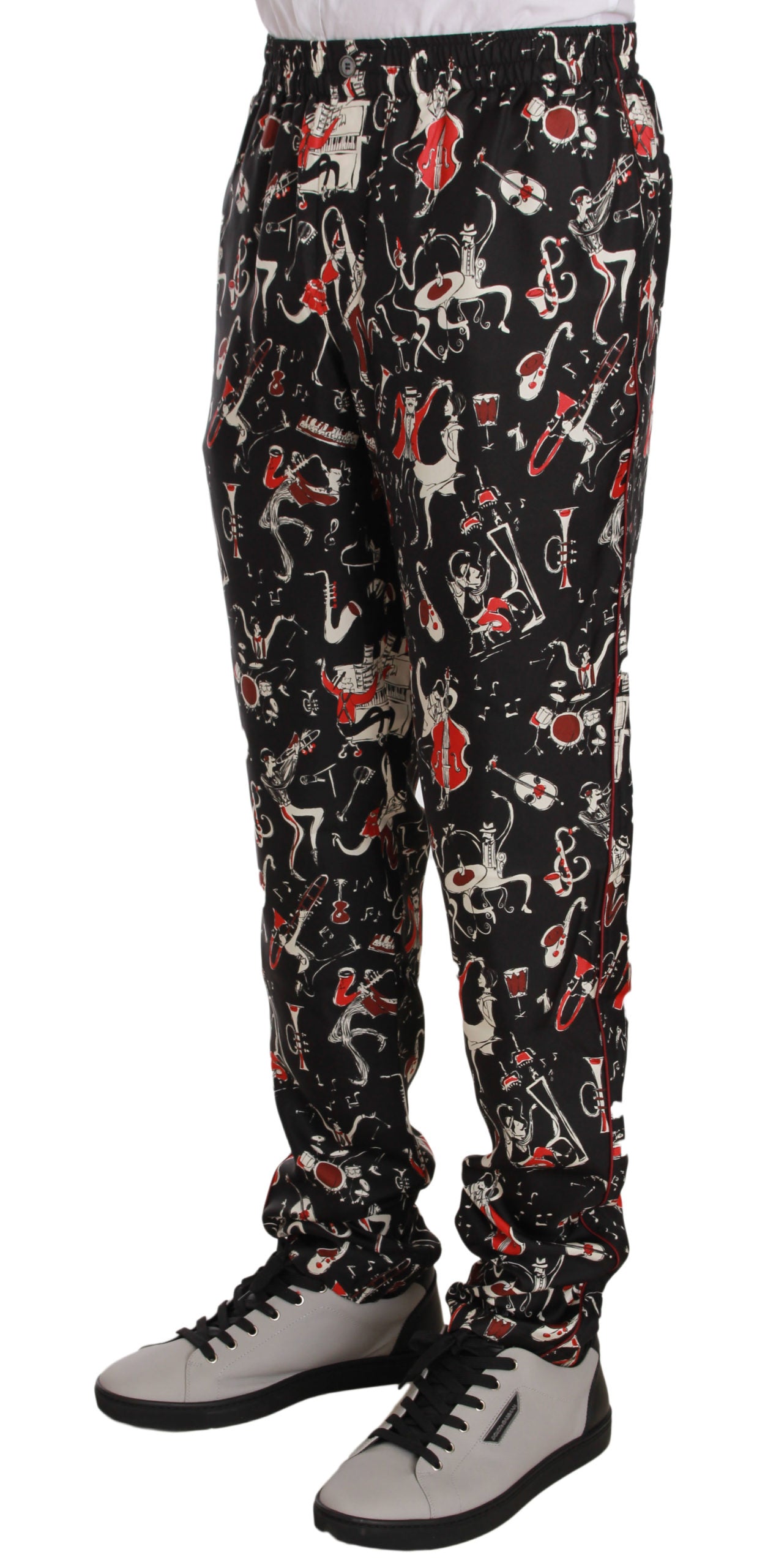 Rote Nachtwäschehose mit Musikinstrumenten-Print von Dolce &amp; Gabbana