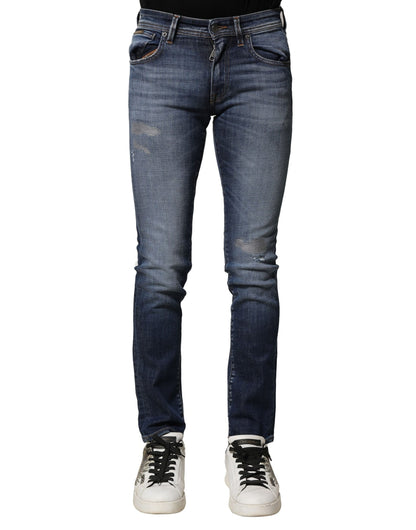 Dolce &amp; Gabbana Blaue Slim Fit-Jeans aus gewaschener Baumwolle für Herren