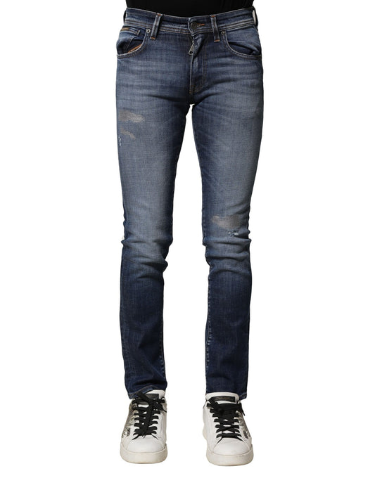 Dolce &amp; Gabbana Blaue Slim Fit-Jeans aus gewaschener Baumwolle für Herren