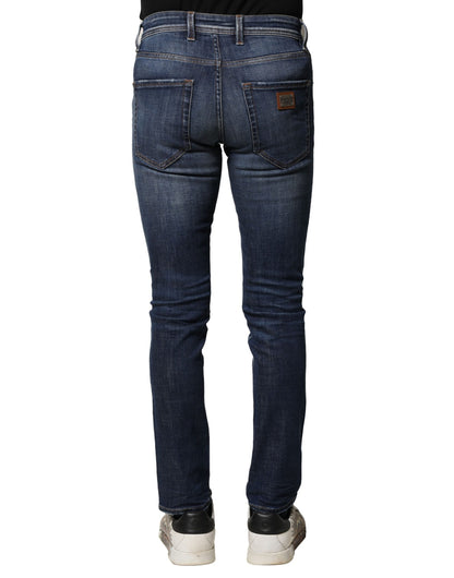 Dolce &amp; Gabbana Blaue Slim Fit-Jeans aus gewaschener Baumwolle für Herren