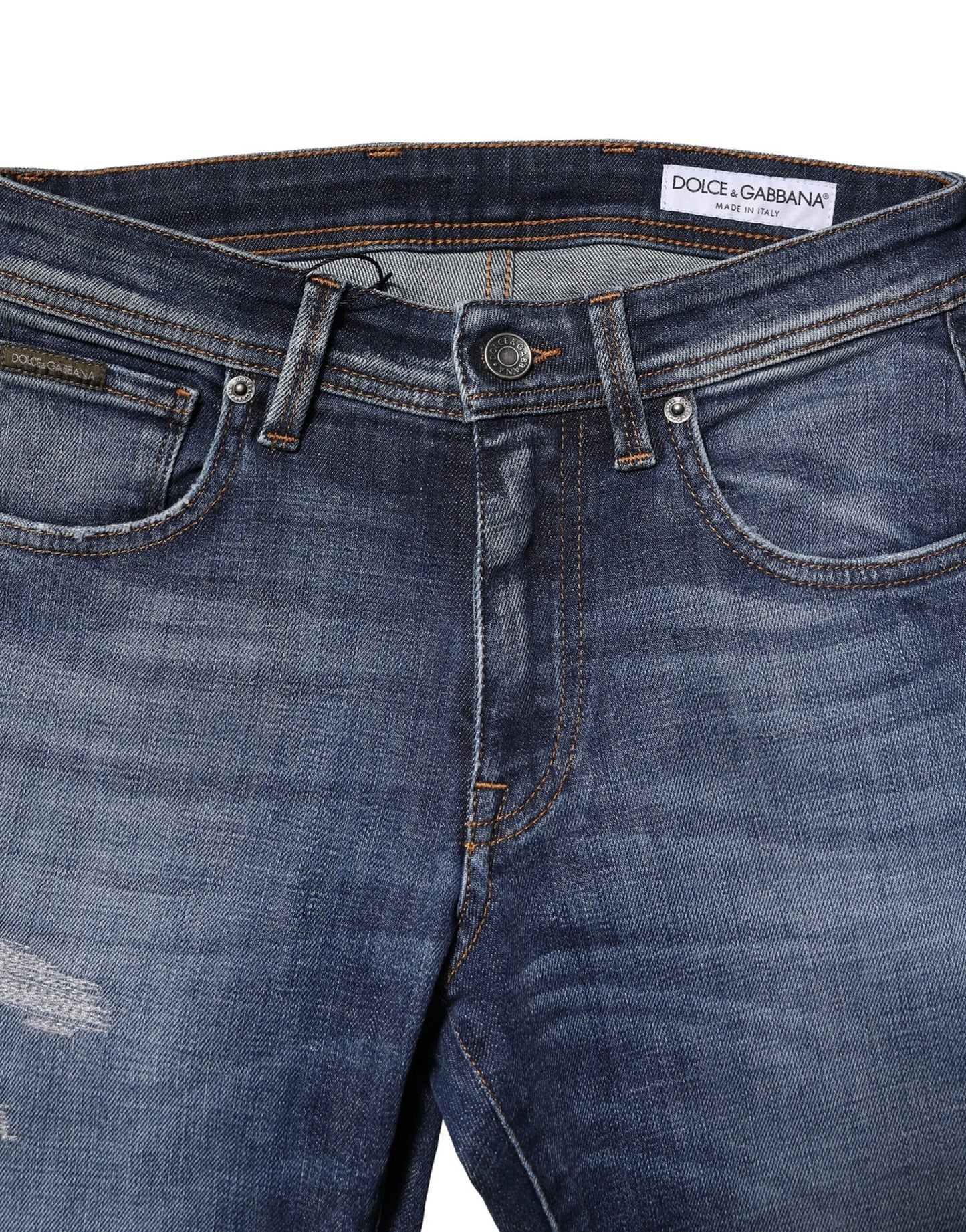 Dolce &amp; Gabbana Blaue Slim Fit-Jeans aus gewaschener Baumwolle für Herren