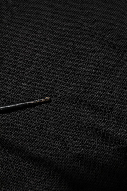 Dolce &amp; Gabbana Schwarzes DG-Poloshirt aus Seide mit V-Ausschnitt