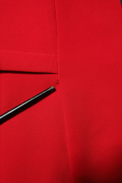 Armani Exchange – Rotes Etuikleid mit langen Ärmeln über dem Knie