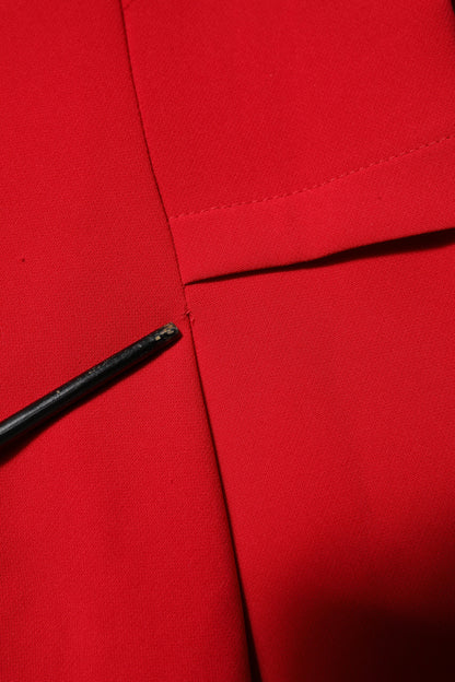 Armani Exchange – Rotes Etuikleid mit langen Ärmeln über dem Knie