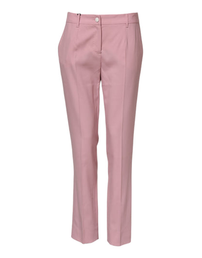 Dolce &amp; Gabbana – Karottenhose aus Wolle mit mittlerer Taille in Rosa