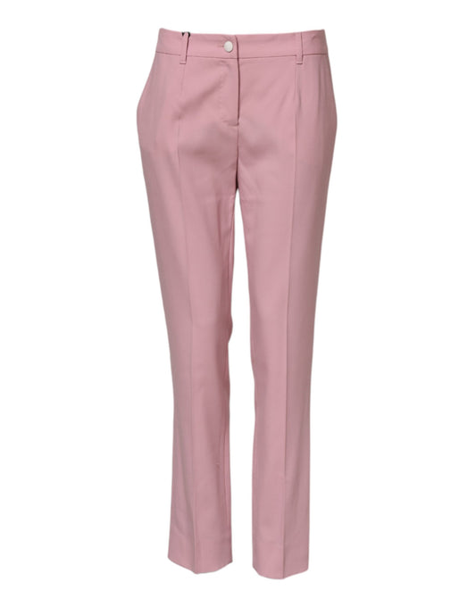 Dolce &amp; Gabbana – Karottenhose aus Wolle mit mittlerer Taille in Rosa