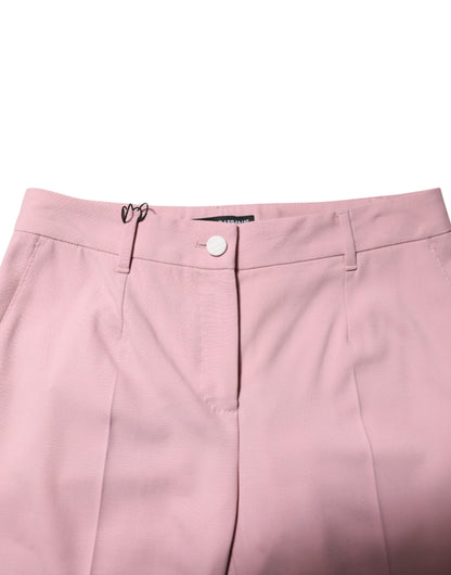 Dolce &amp; Gabbana – Karottenhose aus Wolle mit mittlerer Taille in Rosa