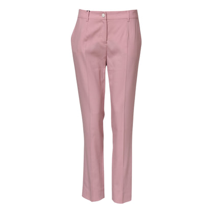 Dolce &amp; Gabbana – Karottenhose aus Wolle mit mittlerer Taille in Rosa