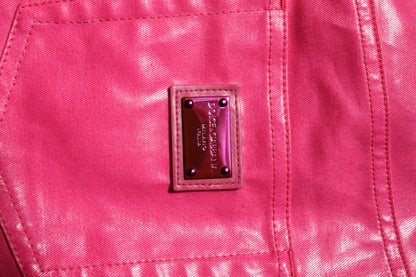 Dolce &amp; Gabbana – Skinny-Jeans aus rosa Baumwolle mit hoher Taille