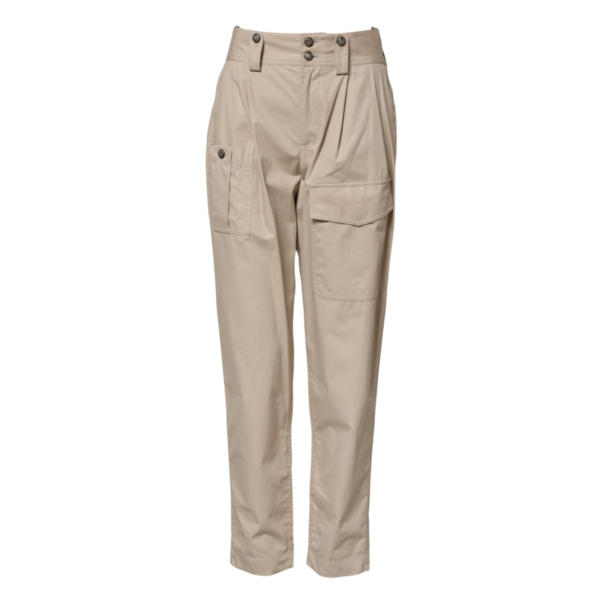 Dolce &amp; Gabbana Beige Baumwollhose mit hoher Taille