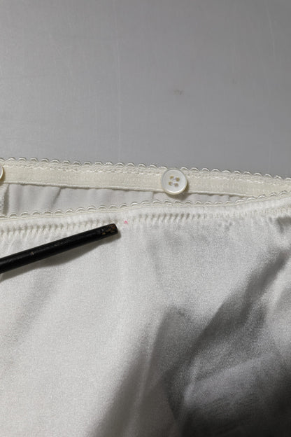 Dolce &amp; Gabbana – Konische Hose aus elfenbeinfarbener Seide mit hoher Taille