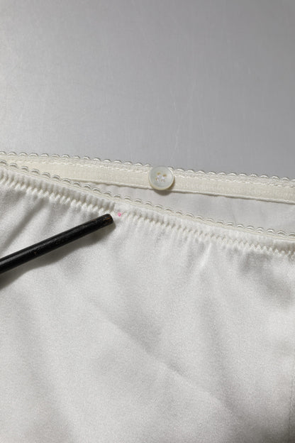 Dolce &amp; Gabbana – Konische Hose aus elfenbeinfarbener Seide mit hoher Taille