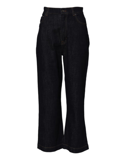Dolce & Gabbana Blue Cotton High Waisted Flared Denim Jeans