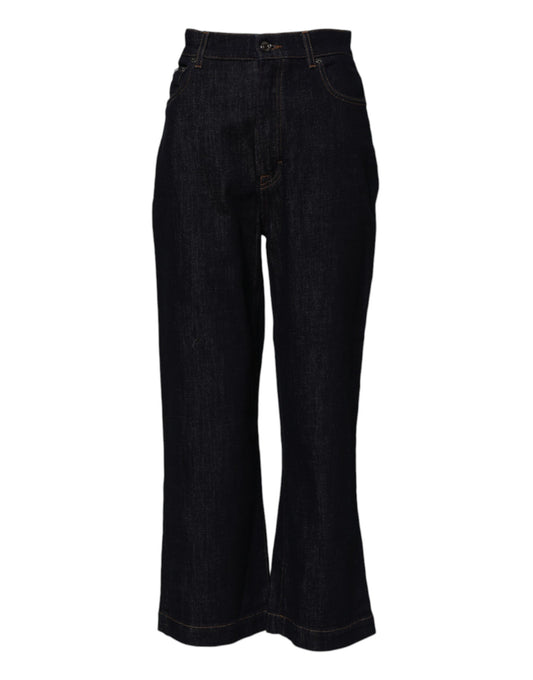 Dolce & Gabbana Blue Cotton High Waisted Flared Denim Jeans