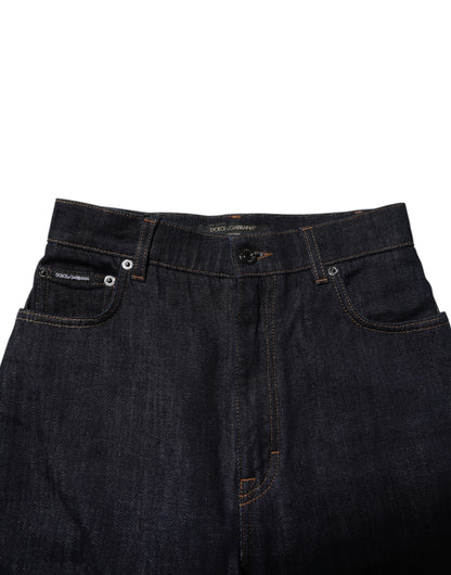 Dolce & Gabbana Blue Cotton High Waisted Flared Denim Jeans