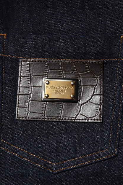 Dolce & Gabbana Blue Cotton High Waisted Flared Denim Jeans