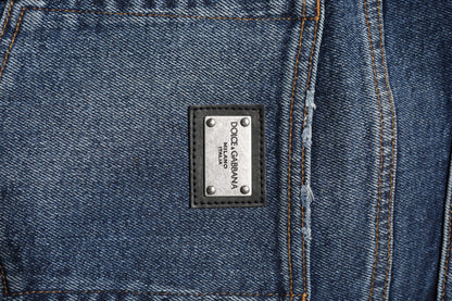 Dolce &amp; Gabbana – Gerade geschnittene Jeans aus Baumwolle mit mittlerer Taille in Blau 