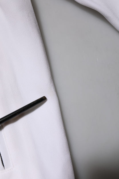 Dolce &amp; Gabbana Weiße Viskose-Logo-Damenjacke mit durchgehendem Reißverschluss