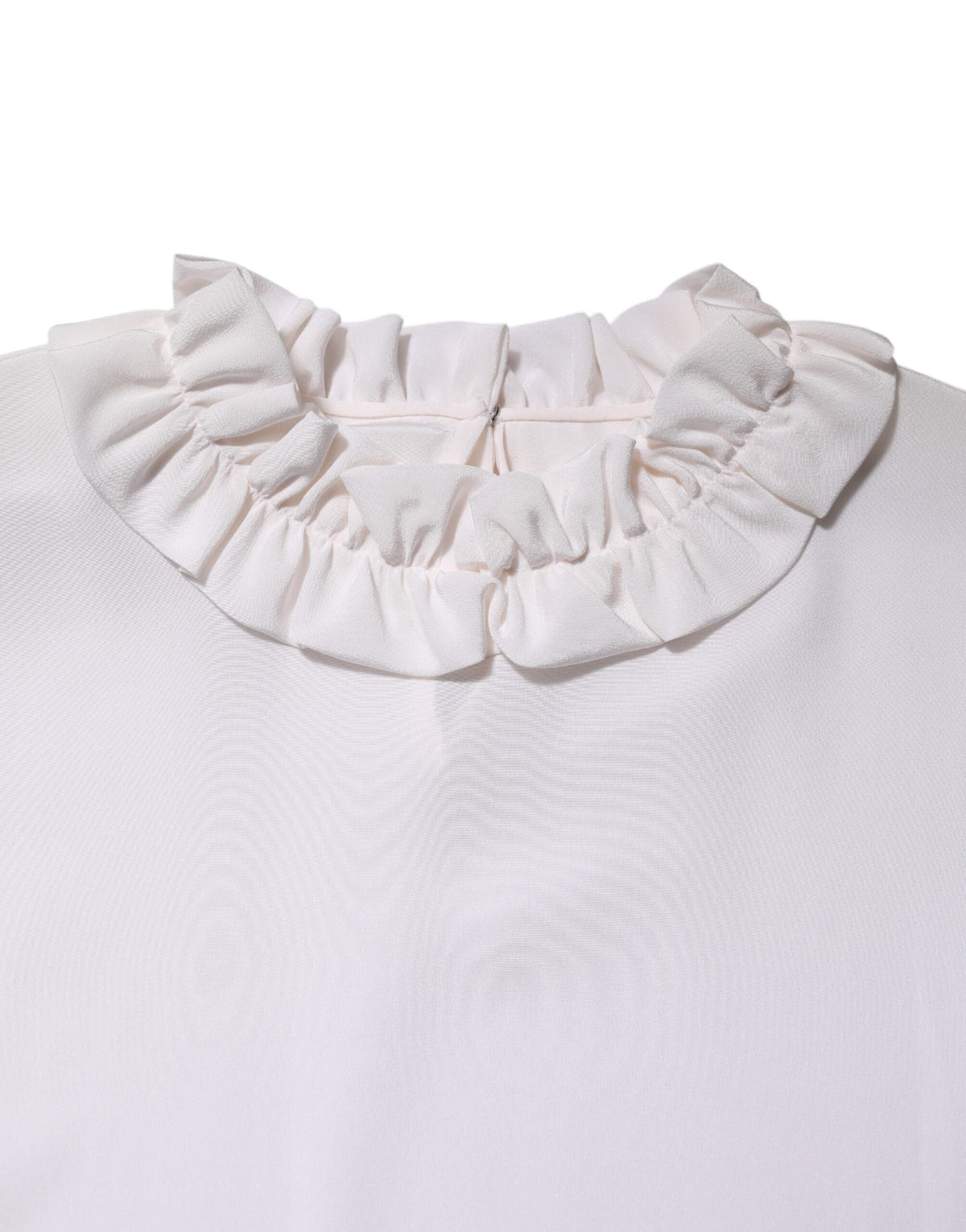 Dolce &amp; Gabbana – Weiße Bluse mit Rüschenausschnitt und Pullover