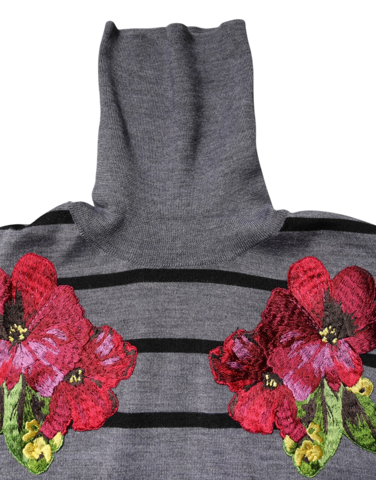 Dolce &amp; Gabbana Grauer Pullover mit Blumenstickerei
