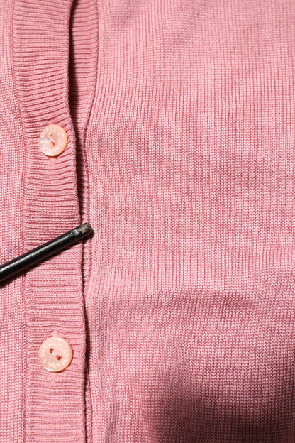 Dolce &amp; Gabbana – Kurzer Cardigan aus Seide mit Rundhalsausschnitt in Rosa