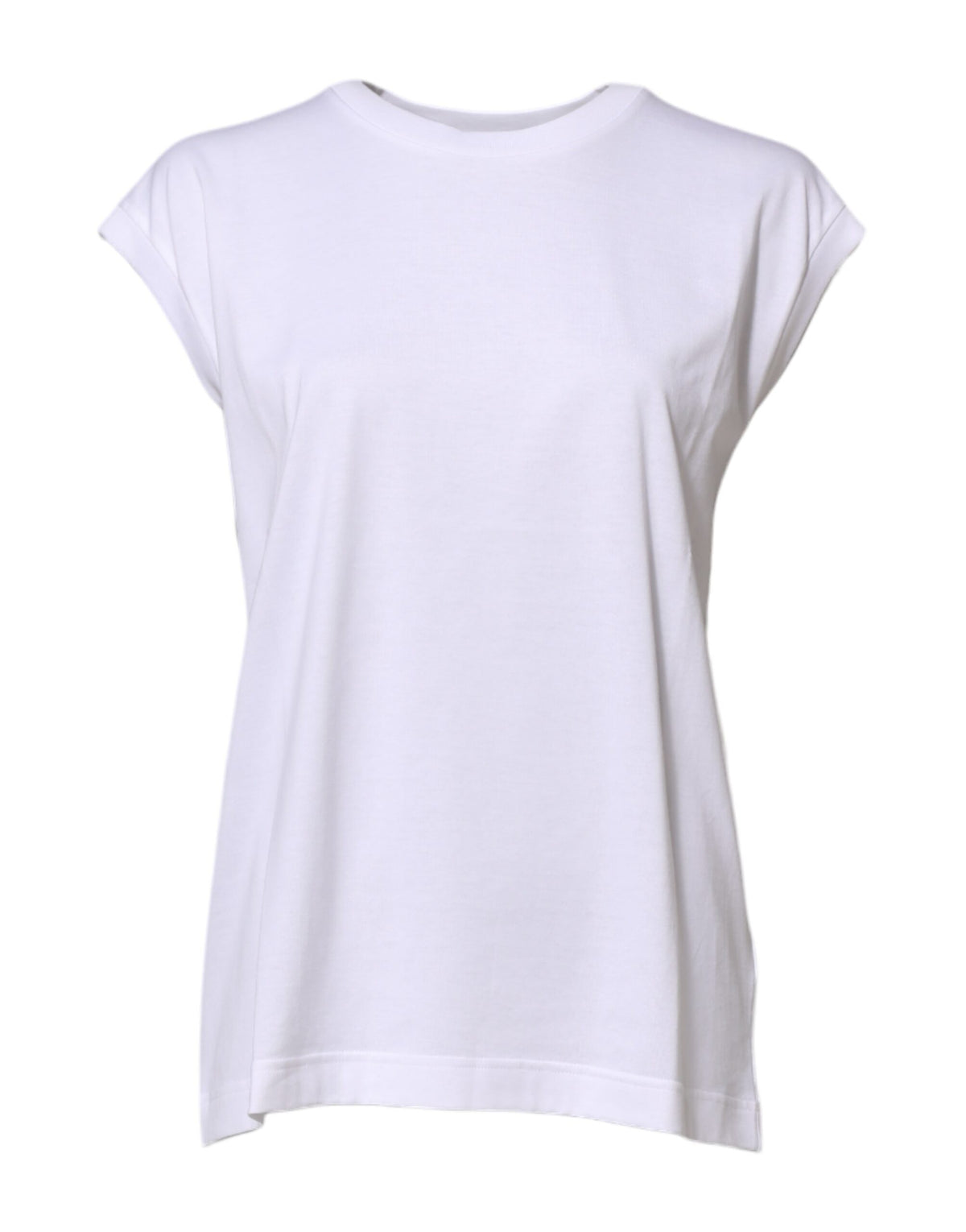 Dolce &amp; Gabbana – Ärmelloses Tank-T-Shirt aus weißer Baumwolle für Damen