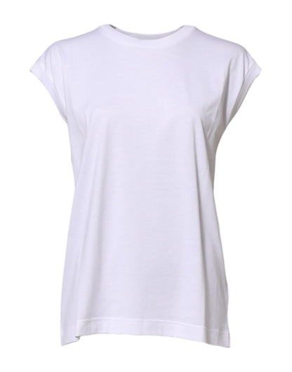 Dolce &amp; Gabbana – Ärmelloses Tank-T-Shirt aus weißer Baumwolle für Damen