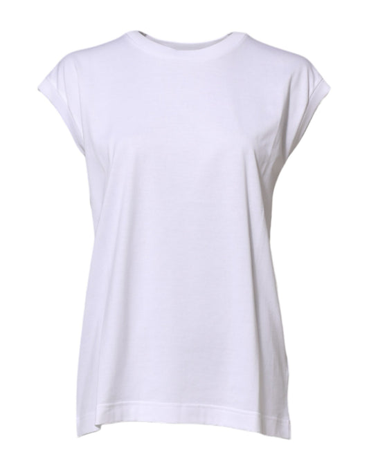 Dolce &amp; Gabbana – Ärmelloses Tank-T-Shirt aus weißer Baumwolle für Damen
