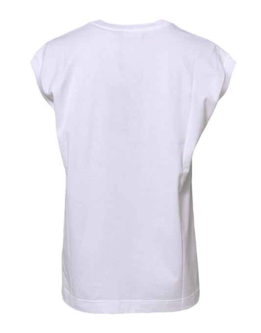 Dolce &amp; Gabbana – Ärmelloses Tank-T-Shirt aus weißer Baumwolle für Damen