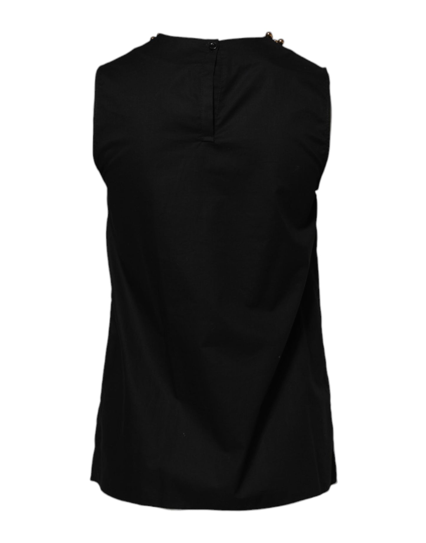 Boutique Moschino – Schwarzes, ärmelloses Tank-T-Shirt aus Baumwolle für Damen