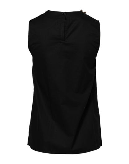 Boutique Moschino – Schwarzes, ärmelloses Tank-T-Shirt aus Baumwolle für Damen