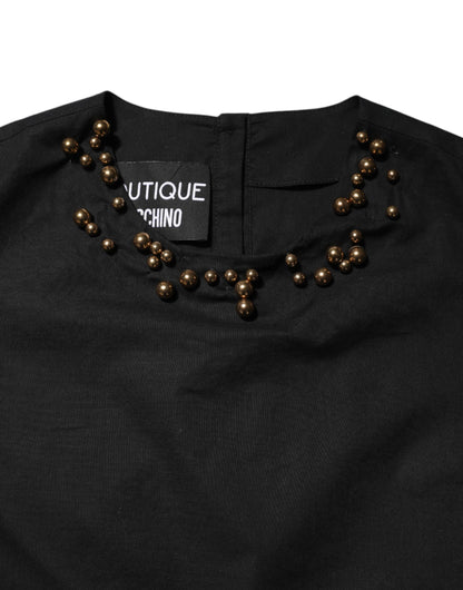 Boutique Moschino – Schwarzes, ärmelloses Tank-T-Shirt aus Baumwolle für Damen