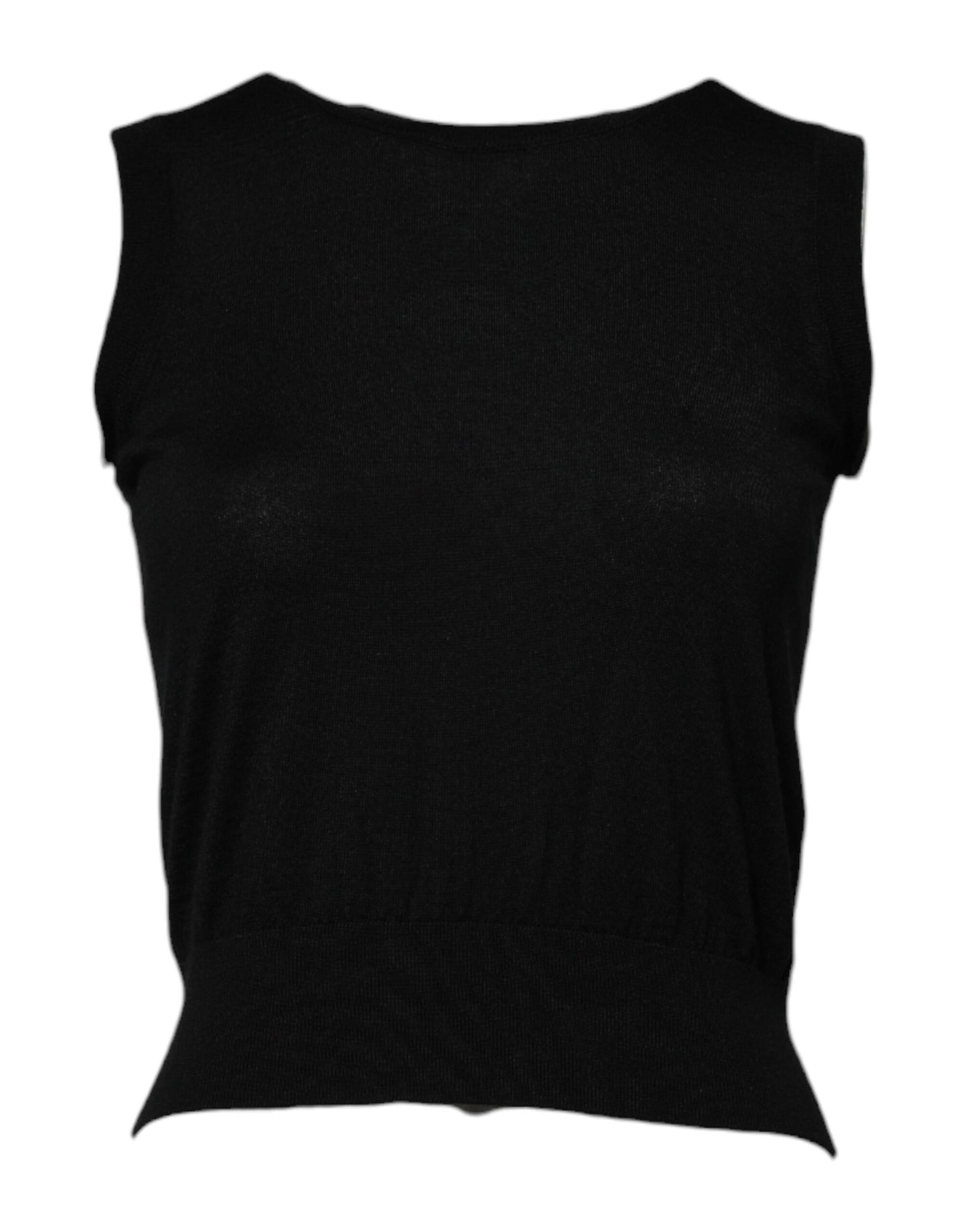 Dolce &amp; Gabbana Schwarzes ärmelloses Kaschmir-Tank-T-Shirt für Damen