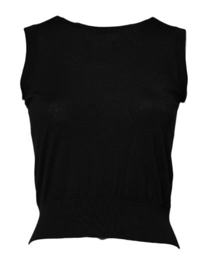 Dolce &amp; Gabbana Schwarzes ärmelloses Kaschmir-Tank-T-Shirt für Damen
