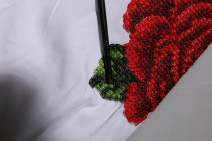 Dolce &amp; Gabbana – Weißes Hemd mit Kragen und Rosenstickerei