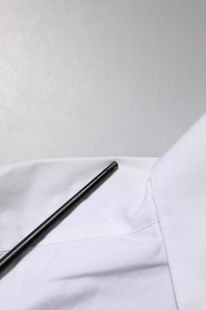 Dolce & Gabbana White Crystal Embellished Collared Shirt Top