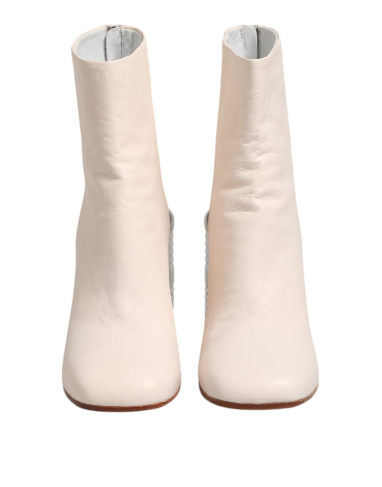 Maison Margiela White Calf Leather Can Heel Boots Shoes