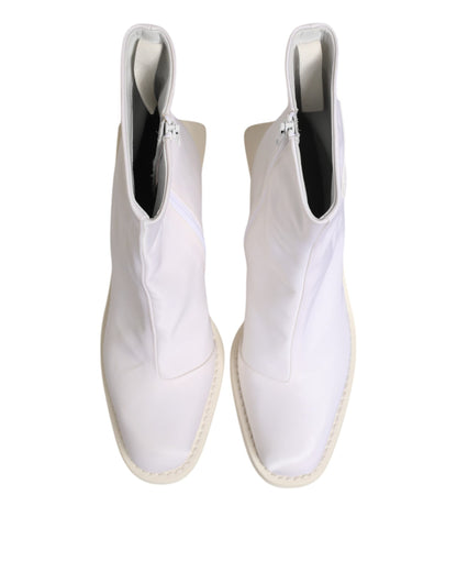 Maison Margiela White Square Heel Zip Ankle Boots Shoes