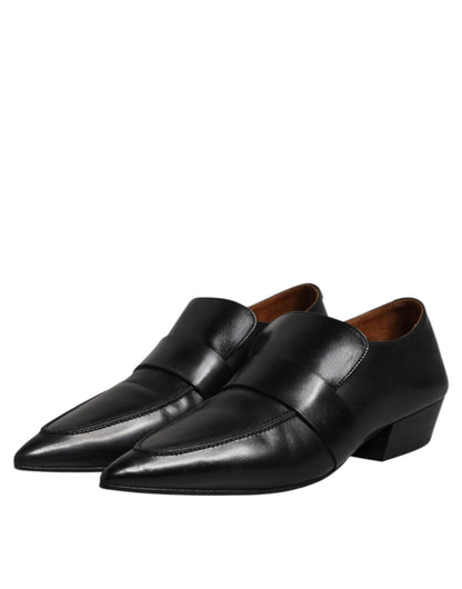 Marsell Black Soft Leather Loafer Pointed Toe Slip On Shoes