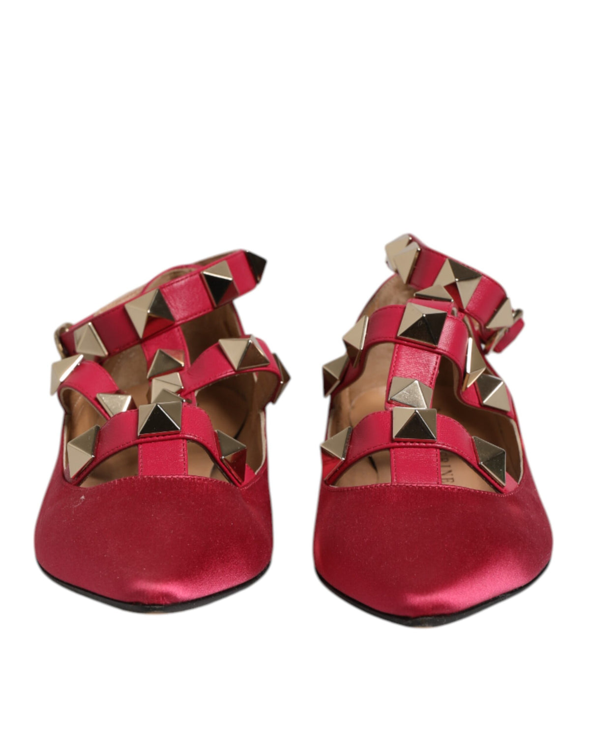 Prosperine – Ballerinas mit spitzer Zehenpartie und Nieten in Rot und Gold