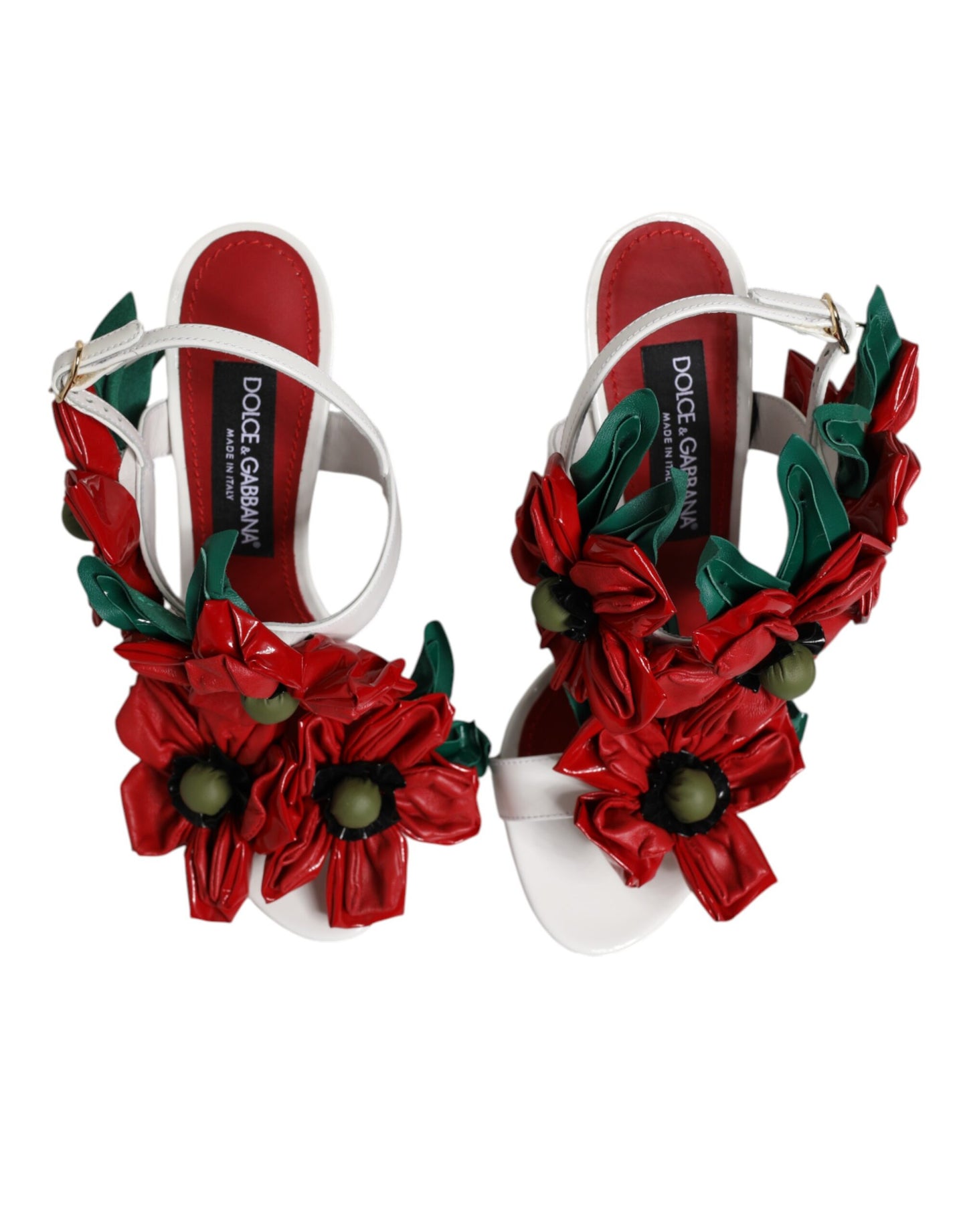 Dolce &amp; Gabbana – Sandalen aus weißem Leder mit Blumendetail