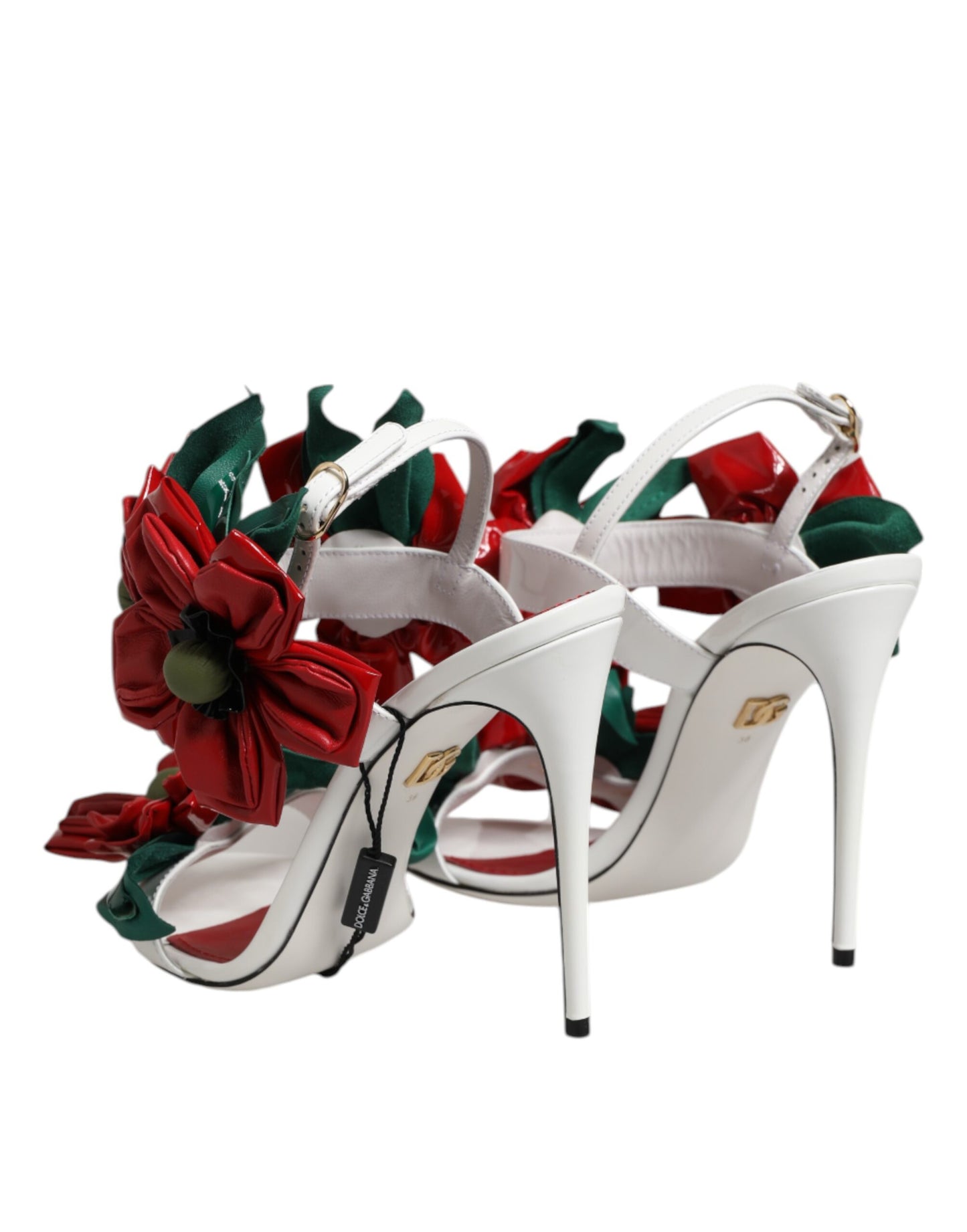Dolce &amp; Gabbana – Sandalen aus weißem Leder mit Blumendetail